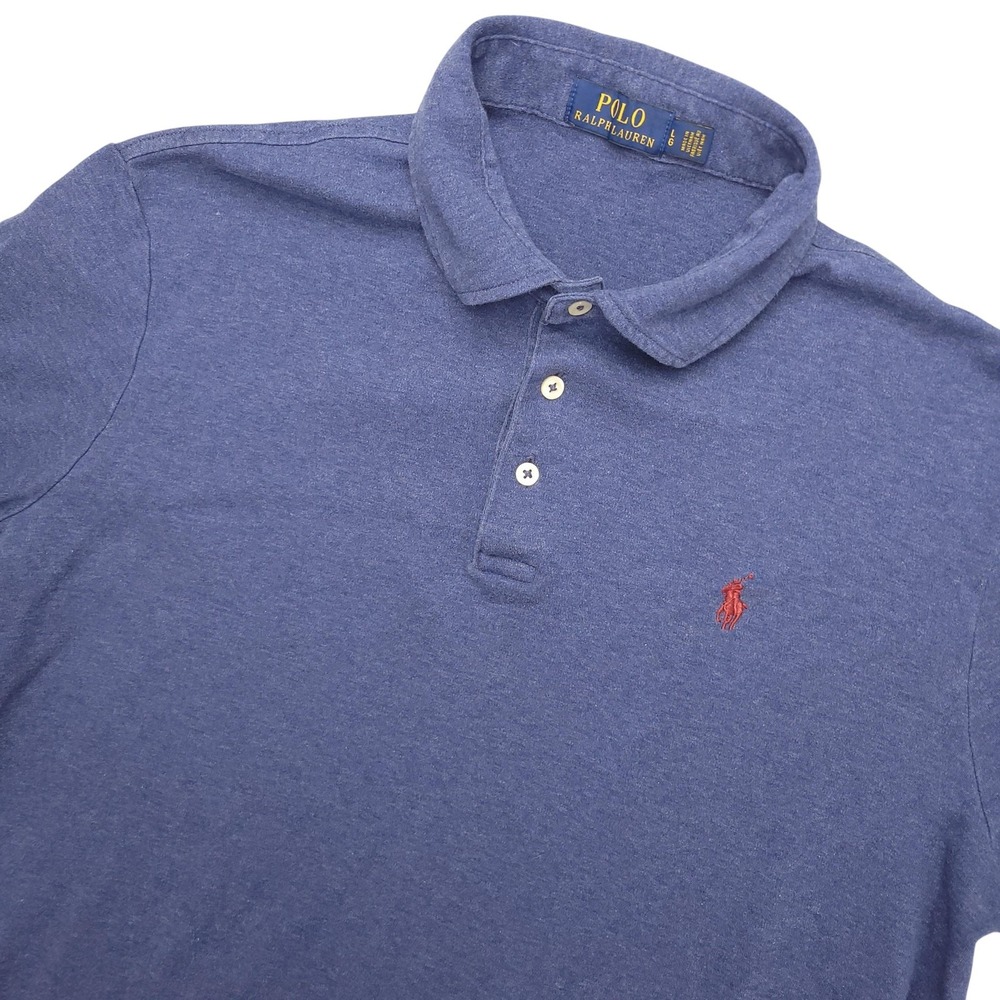 Polo Ralph Lauren Polo Shirt Mens L Blue Solid Cotton Pony Logo Casual